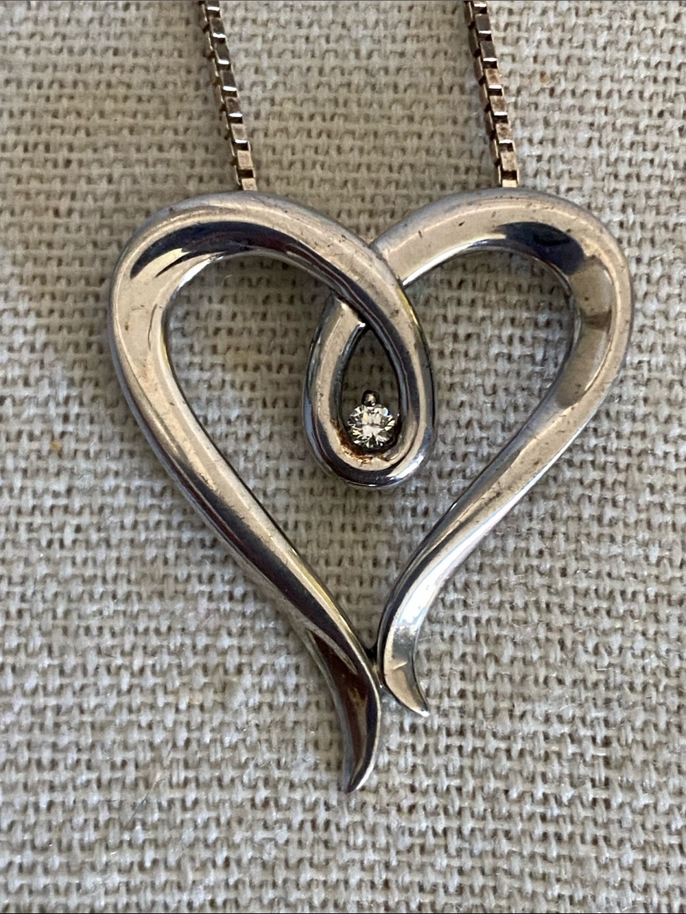 FJ 925 Sterling Silver Open Heart Pendant Necklace 26”
